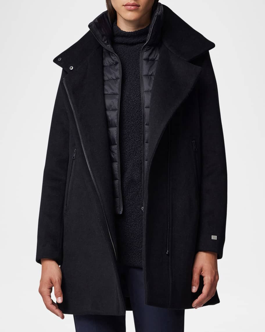 Soia & Kyo Abbi Mixed-Media Wool Coat | Neiman Marcus