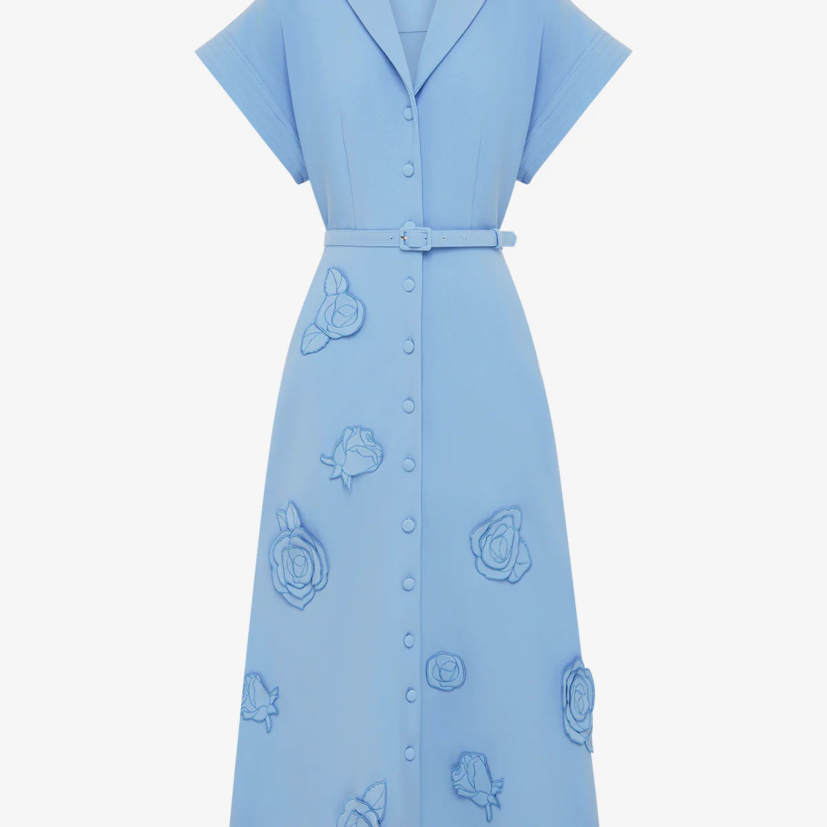 Aubrey Appliqu\u00e9 Shirt Midi Dress - Pastel Blue | LEO LIN US