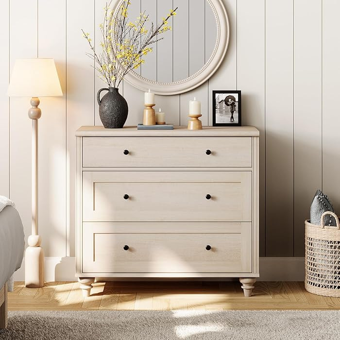 WAMPAT Dresser for Bedroom with 3 Drawers, Kids Dressers with Wide Chest of Drawers, Mid Century ... | Amazon (US)