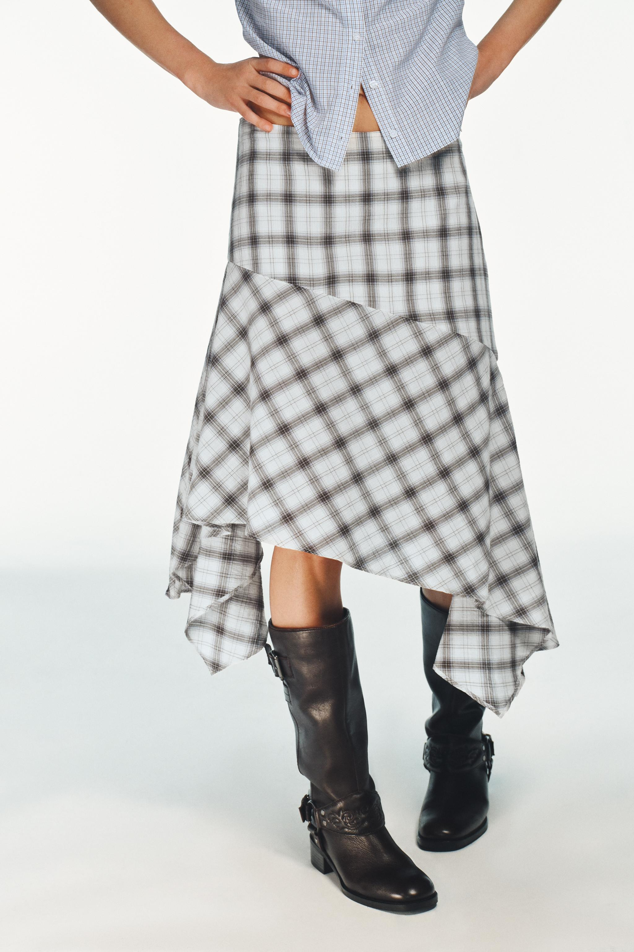 ASYMMETRIC CHECK SKIRT | Zara UK