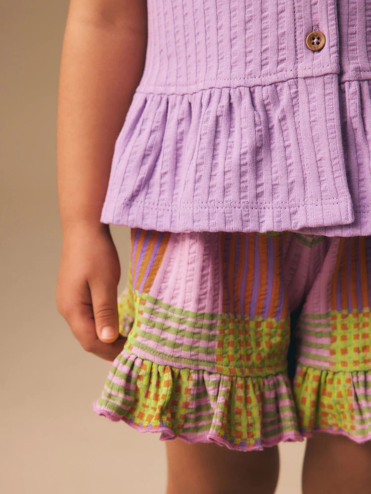 Lilac Purple Check Peplum Vest and Shorts Set (3mths-7yrs) | Next US