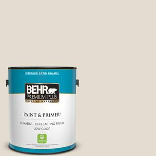 BEHR PREMIUM PLUS 1 gal. #N340-1 Light Granite Satin Enamel Low Odor Interior Paint & Primer 7050... | The Home Depot