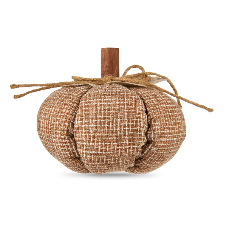 6''H Harvest Small Brown Fabric Pumpkin Decoration, Fall Table Décor | Walmart (US)