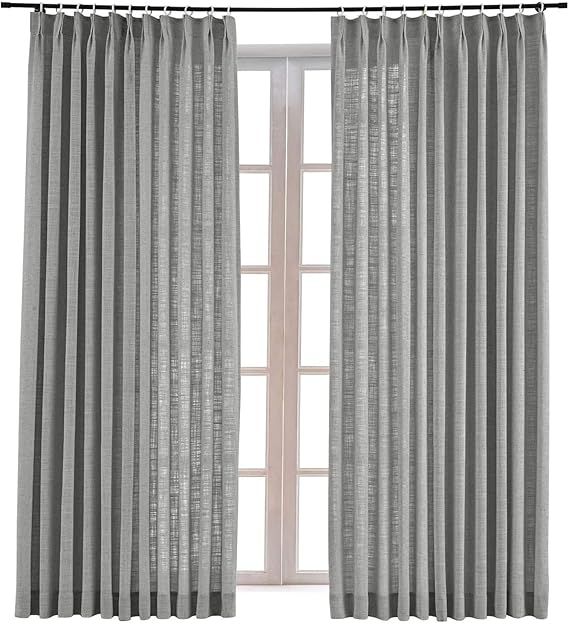 TWOPAGES 84 W x 96 L inch Pinch Pleat Darkening Drapes Faux Linen Curtains Drapery Panel for Livi... | Amazon (US)