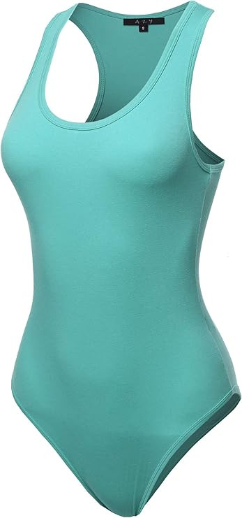 Women's Fashion Basic Premium Cotton Racerback Sleeveless Tank Body Suit | Amazon (US)