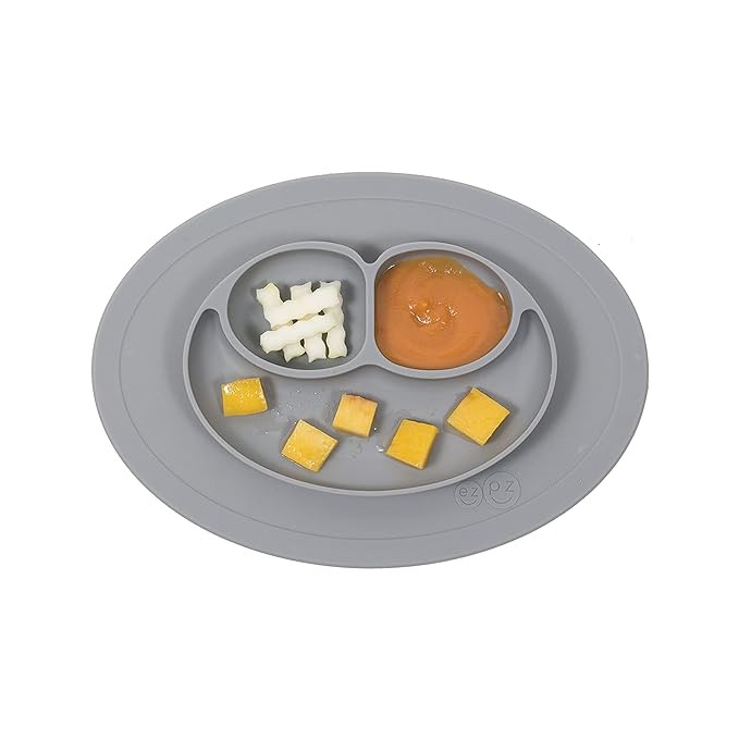 ez pz Mini Mat (Gray) - 100% Silicone Suction Plate with Built-in Placemat for Infants + Toddlers... | Amazon (US)