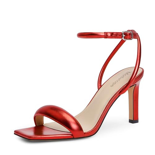 Modatope Red Heels for Women Open Toe High Heel Sandals Ankle Strap Sandals Heels for Women Size 6.5 | Amazon (US)