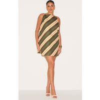 Plus Green Striped A-line Dress | PrettyLittleThing US