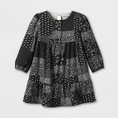 OshKosh B'gosh Toddler Girls' Paisley Long Sleeve Dress - Gray | Target