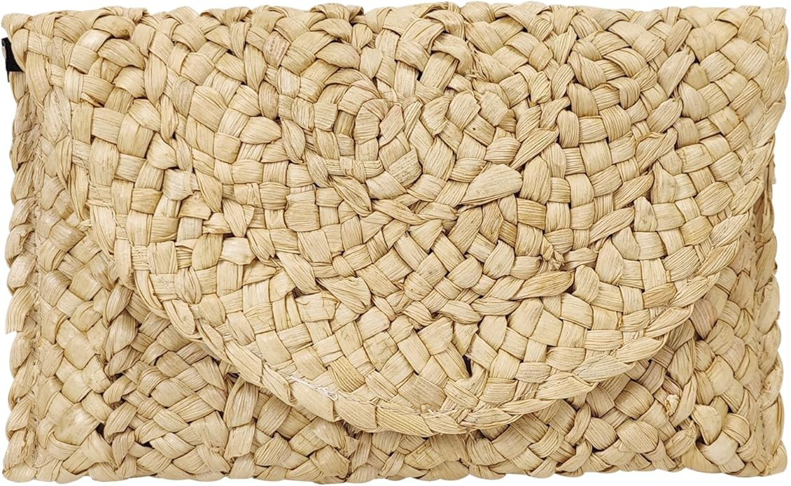 Women's Straw Clutch Rattan Clutch for Girl Vacation Summer Stylish Woven Purse Beach Straw Envel... | Amazon (US)