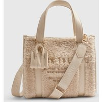 River Island Womens Beige Embroidered Faux Fur Tote Bag | River Island UK & IE