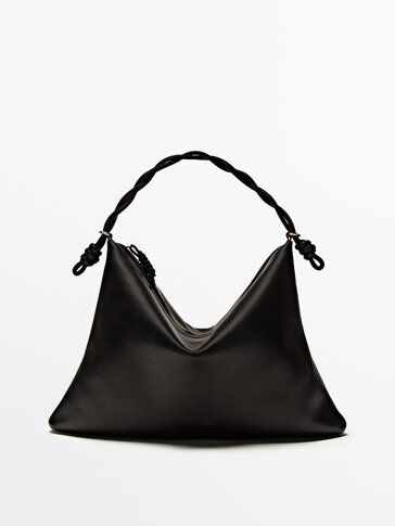 Nappa leather shoulder bag with knot detail - Massimo Dutti | Massimo Dutti (US)