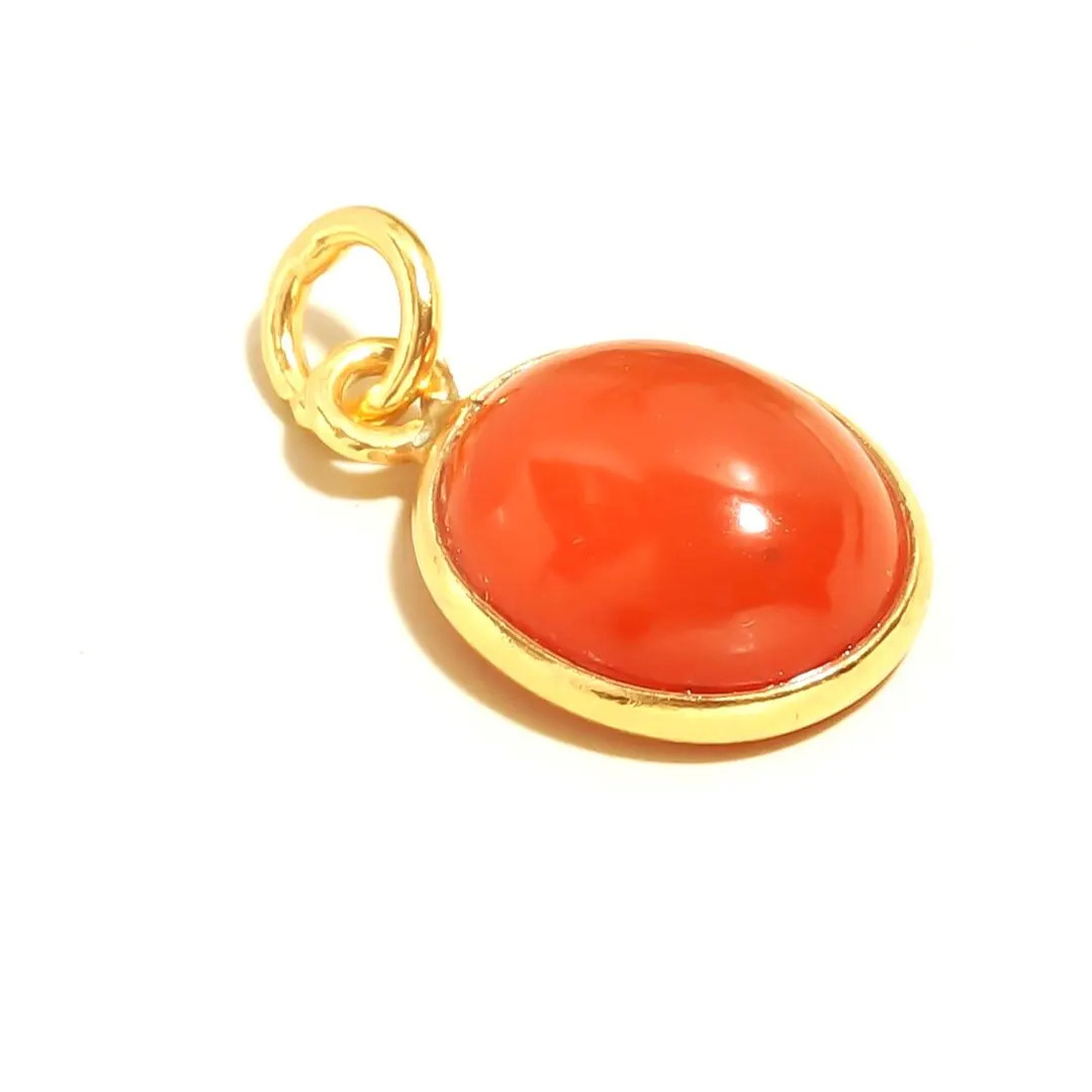 Natural Carnelian Charm Pendant, 14k Gold Plated, Handmade Gemstone Jewelry - Etsy | Etsy (Global)