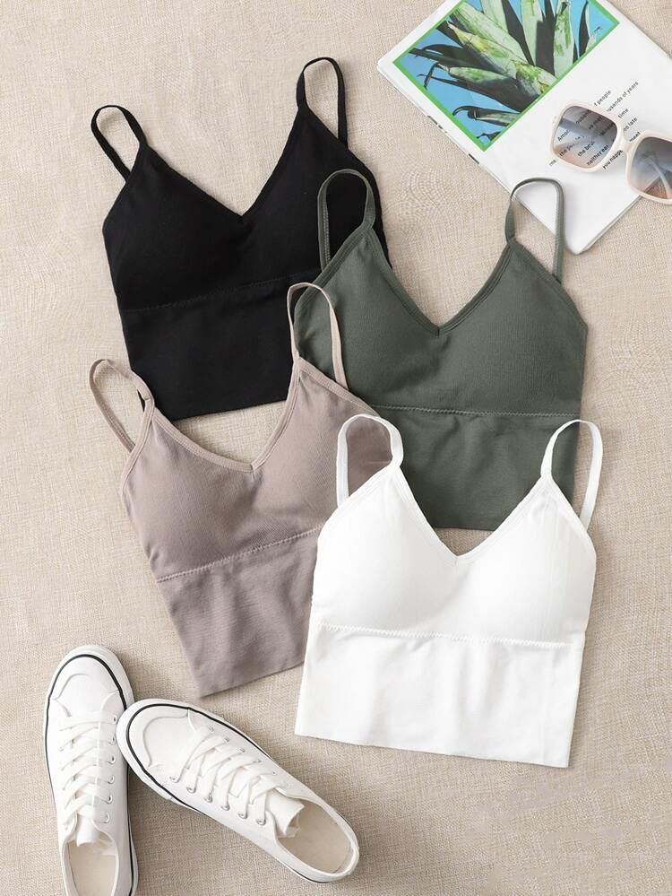 4pcs Medium Support Seamless Sports Bra | SHEIN