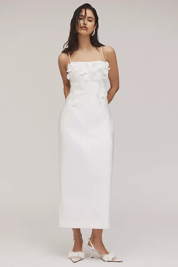 Acler Castleford 3D Floral Column Midi Dress | Anthropologie (US)