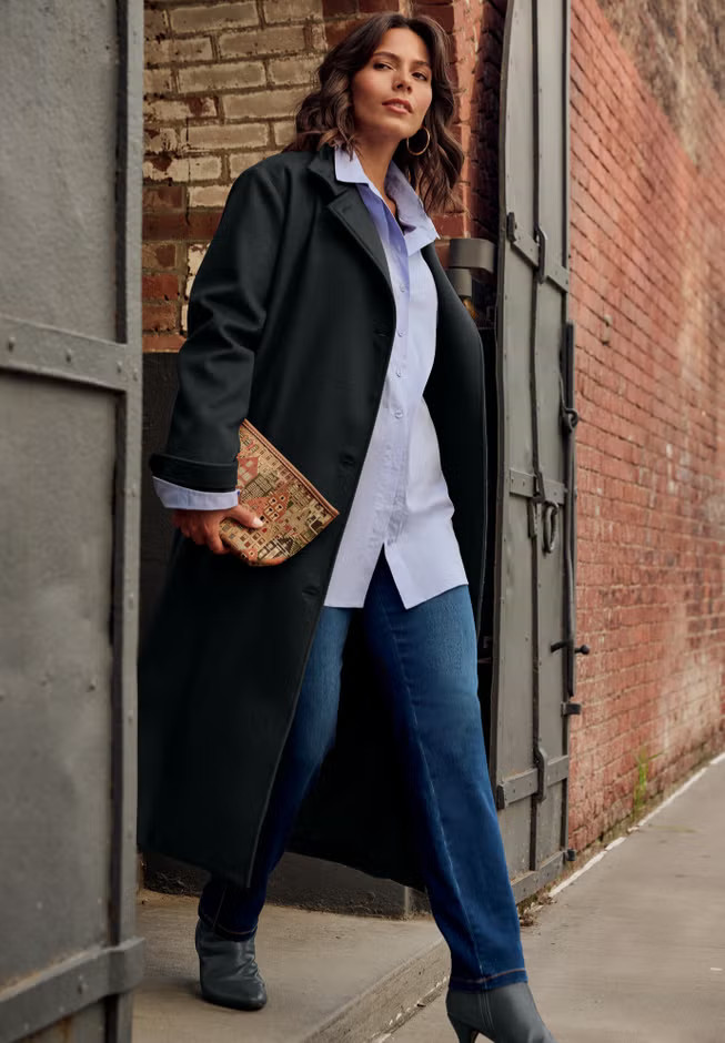 Funnel Neck Long Coat | Avenue