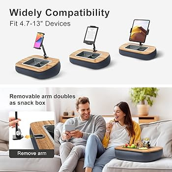 Lap Beanbag Tablet Pillow Stand,Adjustable iPad Holder with Snack Bowl,360° Rotating Clip for 4.... | Amazon (US)