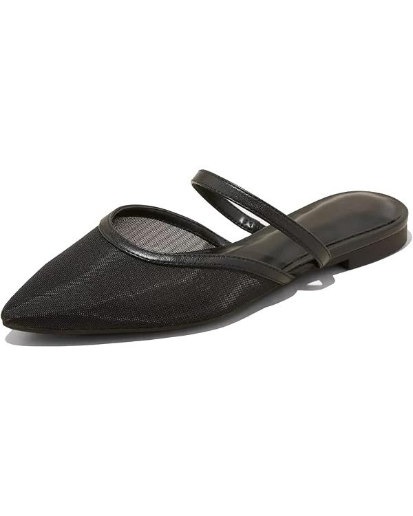 USIMAD Mesh Mule Flats for Women with Arch Support Pointed Toe Memory Foam Insole Casual Comforta... | Amazon (US)