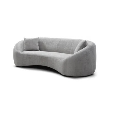 Light gray curved 3-seater: minimalist chenille velvet cloud couch with tight back for living room, apartment, office (115 characters) | Wayfair North America