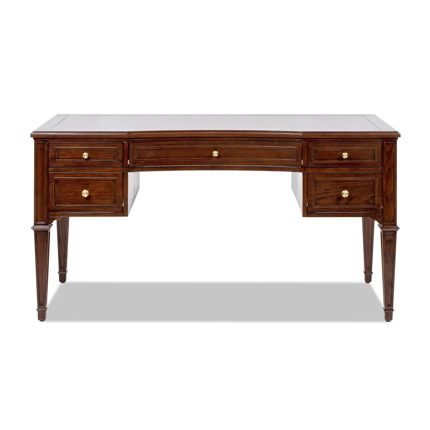 JTH LUXE Dauphin Gold Accent 5-Drawer Wood Executive Desk, Walnut Brown Wood | Walmart (US)