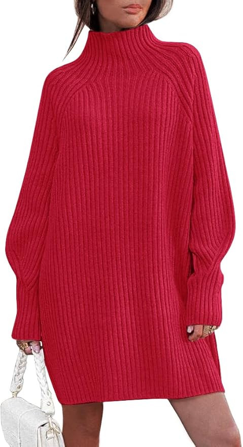 LILLUSORY Sweater Dresses for Women 2025 Fall Fashion Mock Neck Long Lantern Sleeve Oversized Out... | Amazon (US)