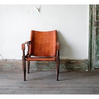 Limbo Safari Chair in Walnut & Leather | Vintage Campaign | Etsy (US)