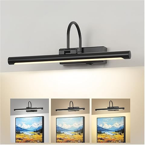 Battery Powered Picture Light with Remote and Timer,Full Metal Art Light with Swing Arm,12 Inch D... | Amazon (US)