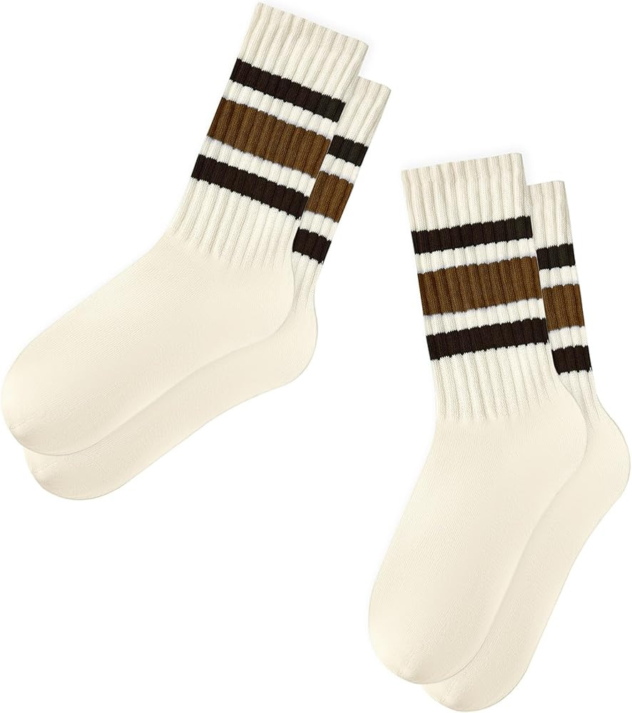 American Trends Retro Striped Crew Socks for Women Slouchy Athletic Calf Tube Socks Running Golf ... | Amazon (US)