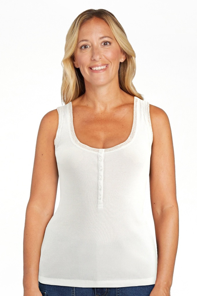 No Boundaries Lace Cotton Henley Tank, Women's | Walmart (US)