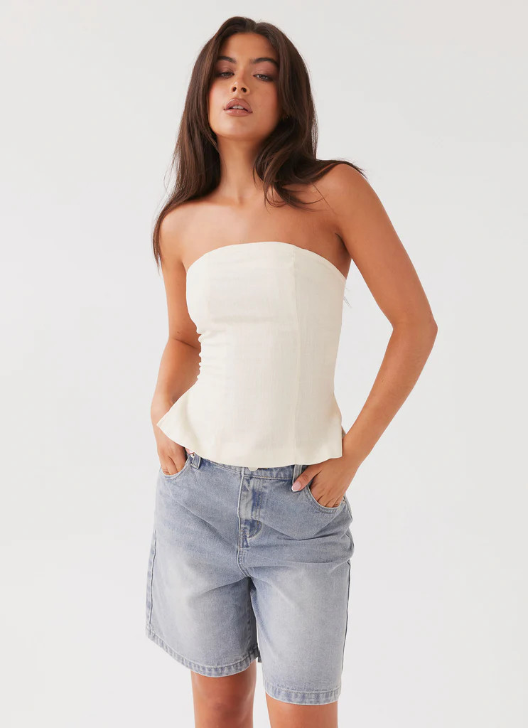 Stephanie Linen Tube Top - Ivory Cream | Peppermayo (Global)