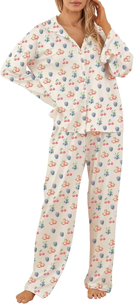 Women Pajamas Christmas Pajamas Nutcracker Lounge Set Y2k Long Sleeve Shirts Wide Leg Pants Cute ... | Amazon (US)