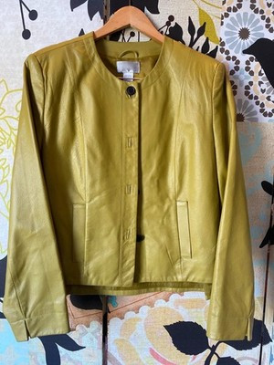 Spiegel ('90s Vintage)_Women's Leather Chartreuse Skirt Suit, Size 16 | eBay US