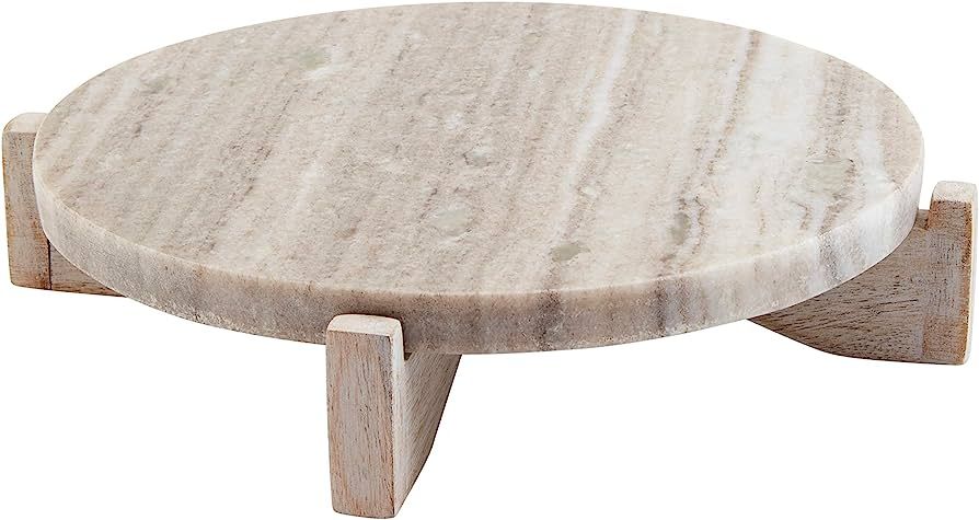 Mud Pie Marble Wood Pedestal, 2" x 8 1/2" dia, Brown | Amazon (US)