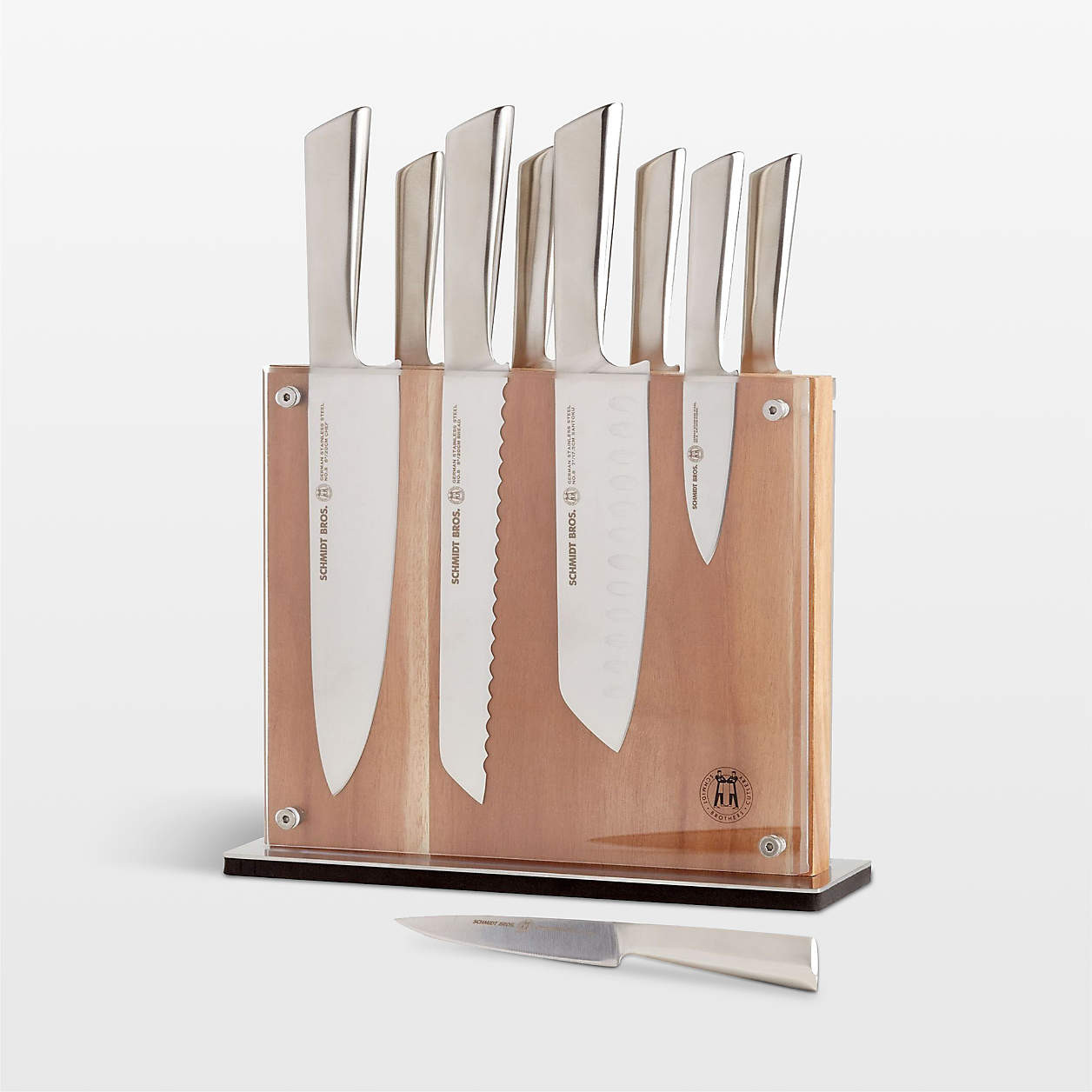 Schmidt Brothers Stainless Steel 10-Piece Knife Block Set + Reviews | Crate & Barrel | Crate & Barrel