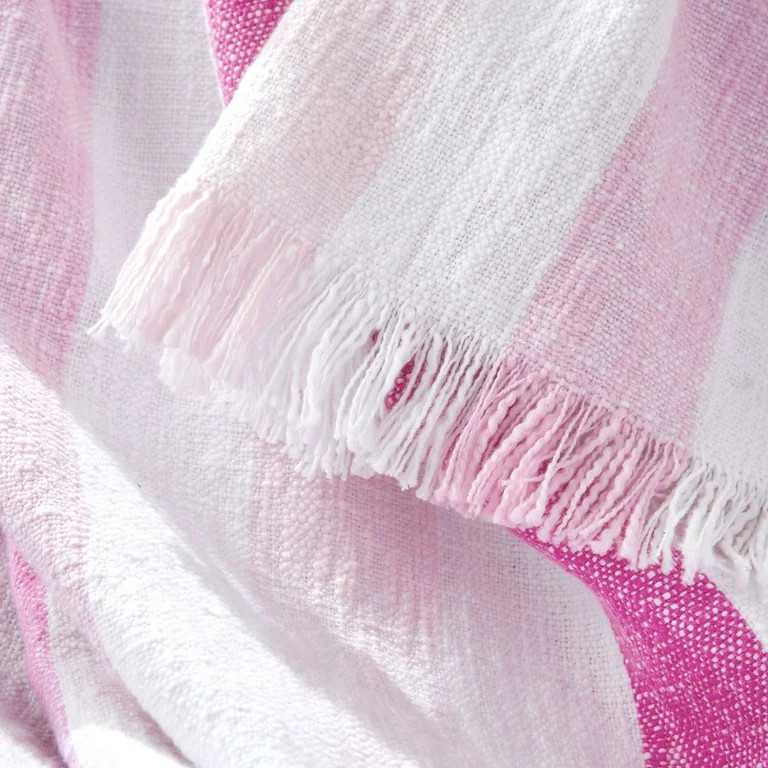 Gap Home Kids Ombre Stripe Organic Cotton Throw with Fringe, Pink, 50 x60 | Walmart (US)