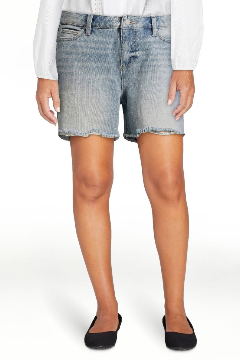 Time and Tru Women's Denim Shorts with Destructed Hem, 4" Inseam, Sizes 2-20 | Walmart (US)