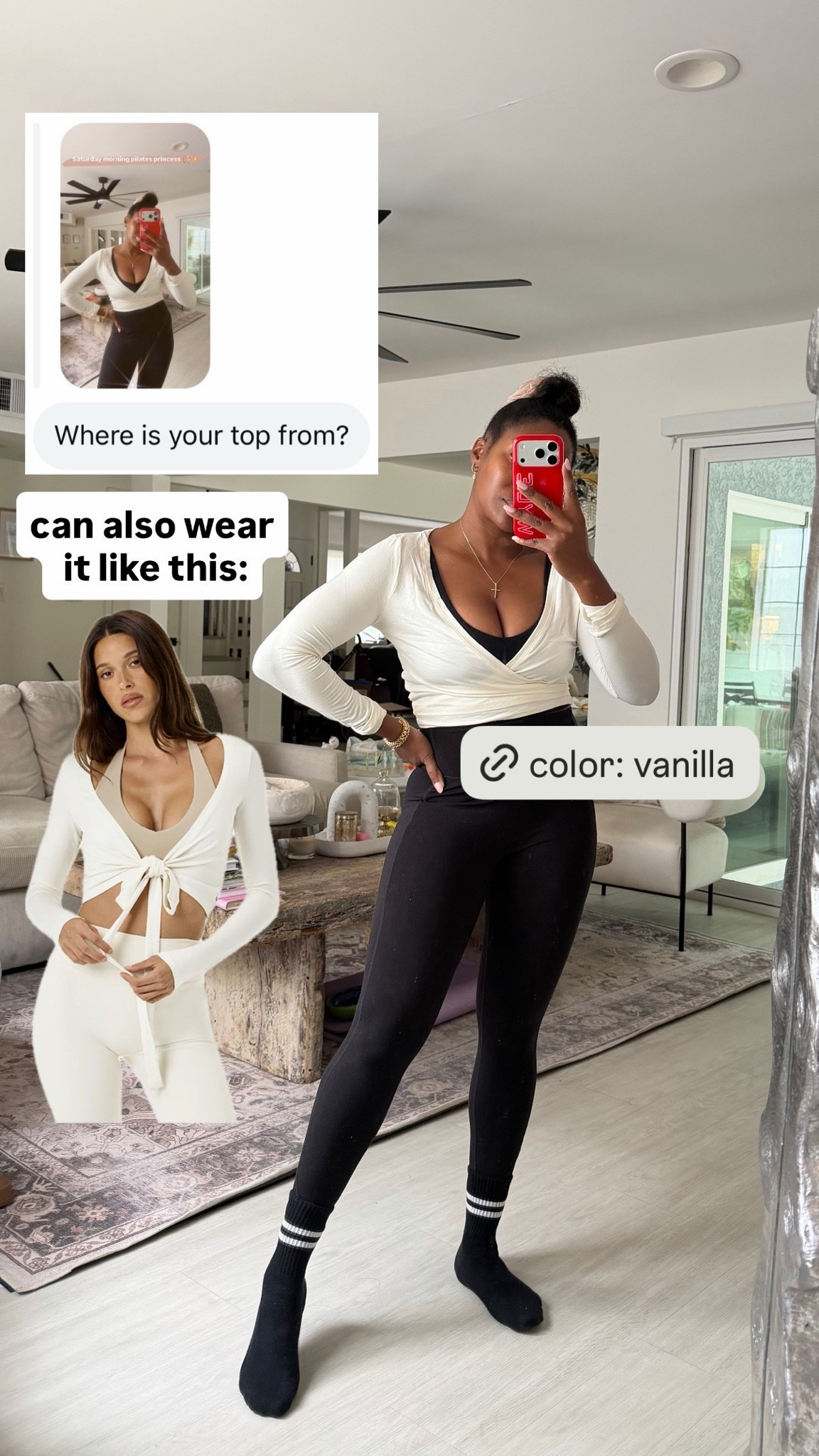 Size: medium 
Color: vanilla 

Crop shop boutique, ballet wrap top, csb, active wear, workout outfit, Pilates outfit, Pilates top, wrap top, Whitney Wiley, Pilates socks, Amazon, workout look, athleisure outfit, Athleisure

#LTKActive #LTKselfcare #LTKootd