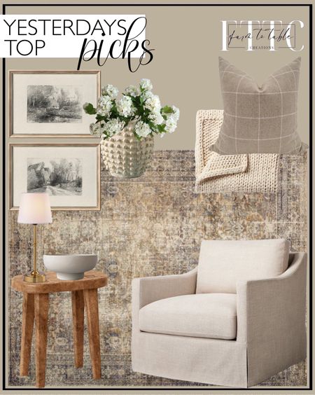 Yesterday’s Top Picks. Follow @farmtotablecreations on Instagram for more inspiration.

Set of 2 Neutral Art Prints. Amber Lewis x Loloi Morgan Sunset / Ink Area Rug feat. CloudPile. Woodland Carved Wood Accent Table Brown - Threshold. OAKOA Concrete Fruit Bowl for Kitchen Counter. Vivian Park Upholstered Swivel Chair - Threshold designed with Studio McGee. Cordless Table Lamp. Minka Textured Pot. 25" Faux Snowball Flower in Cream/Green, Real Touch Flowers. 50"x70" Oversized Solid Bed Throw - Casaluna. Hackner Home Windowpane Linen & White Plaid Pillow Cover. 





#LTKSaleAlert #LTKHome #LTKFindsUnder50