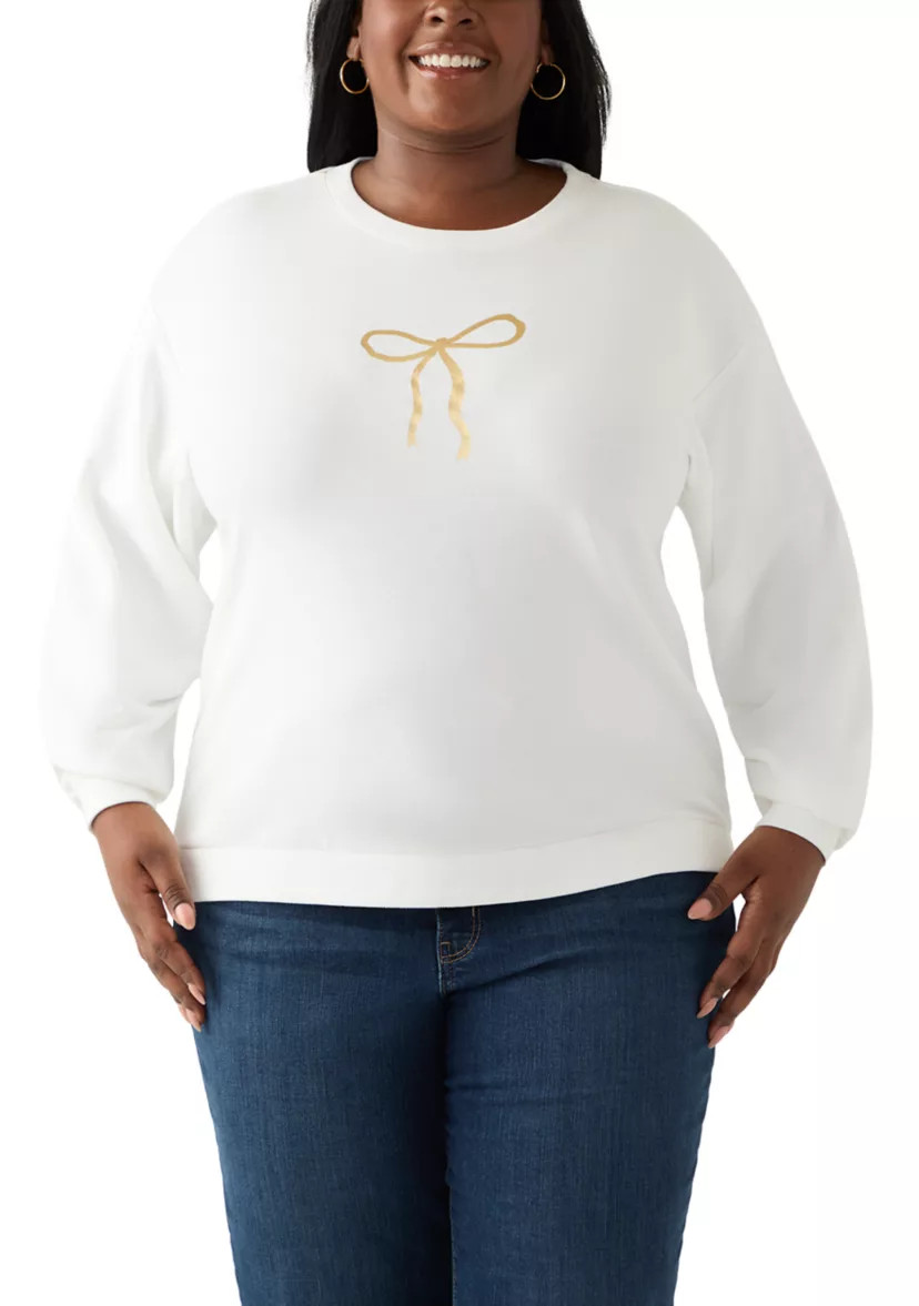 Plus Size Long Sleeve Embroidered Sweatshirt | Belk