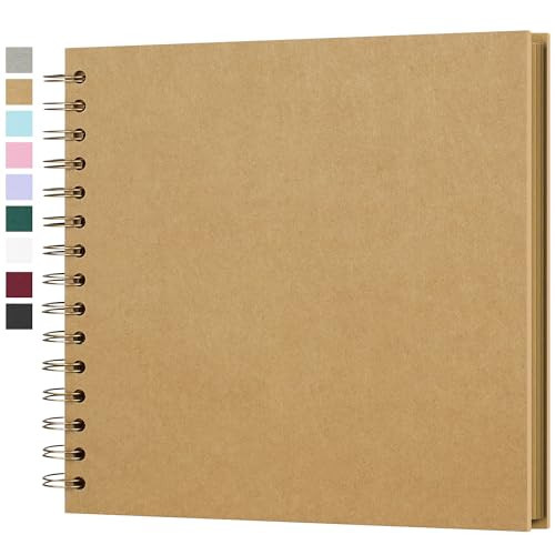 Yopih 8 x 8 Inch DIY Scrapbook Photo Album Hardcover Kraft Blank Page Acid-Free 40 Pages (20 Sheets) Memory Book for Wedding Anniversaries Family Baby Memories Small Scrapbooking Projects, Yellow | Amazon (US)