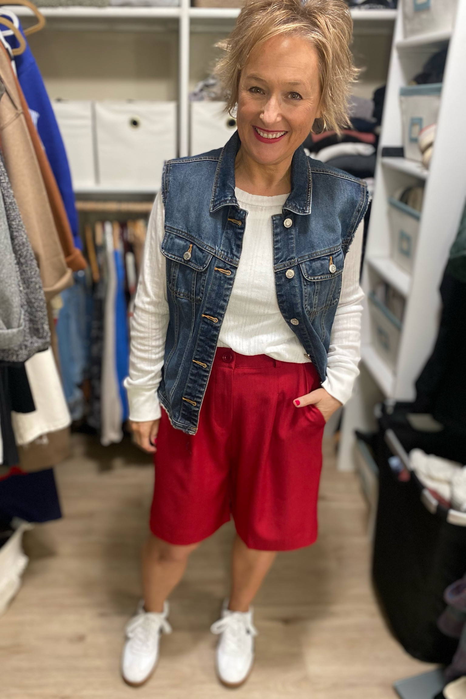 Red Shorts and Denim Vest

#LTKSeasonal #LTKmidsize #LTKstyletip