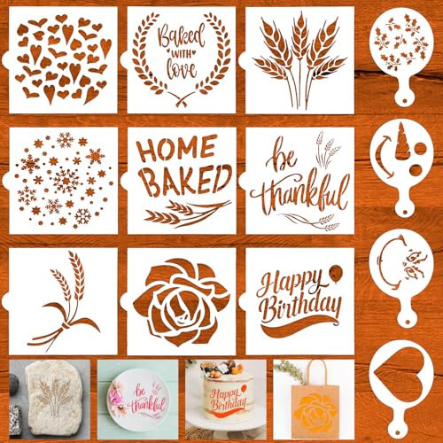 Oruola 13pcs Bread Stencils for Sourdough, Sourdough Stencils for Bread,Wheat Ear Pattern Hollow Sourdoughes Stencil for Breads, for Baking, Breads Making, Pie Cake Biscuit Baking Mold | Amazon (US)