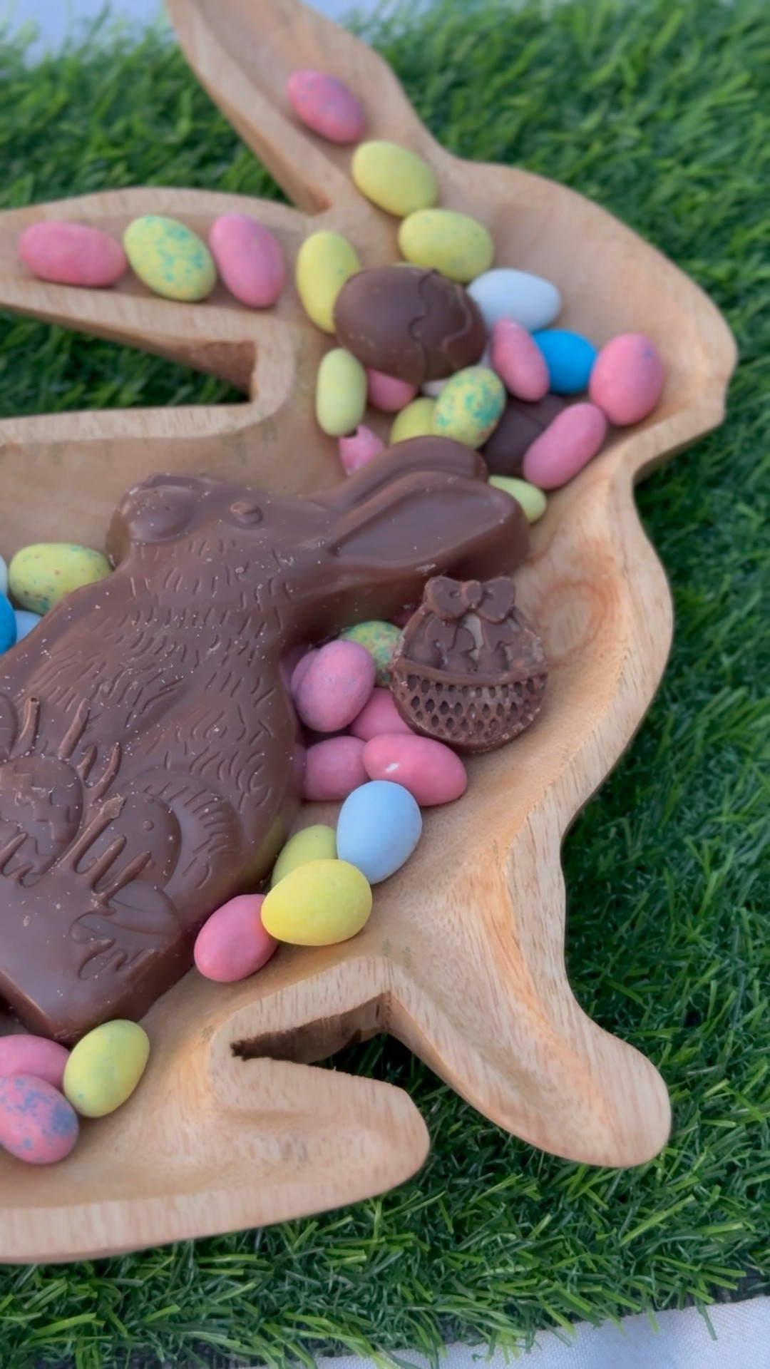 Wooden bunny charcuterie board filled with candy! 💗🌸🐰 

#LTKParties #LTKHome #LTKSeasonal