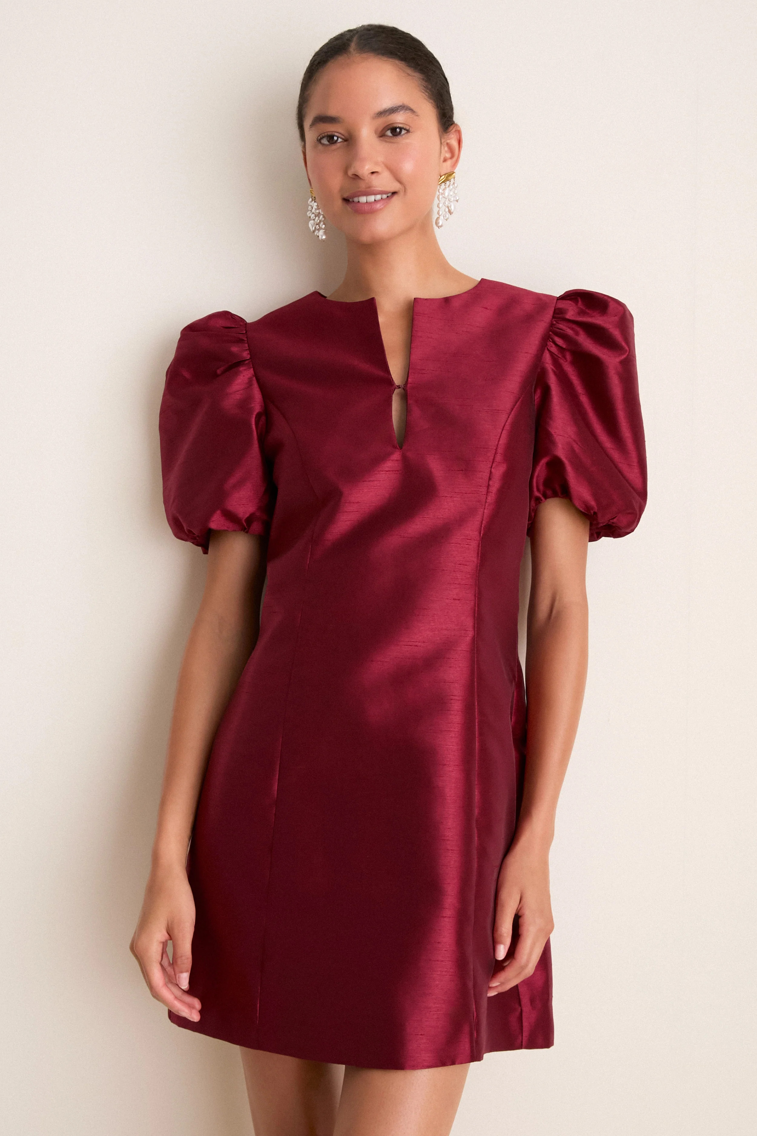 Cabernet Puff Sleeve Valentina Mini Dress | Tuckernuck (US)