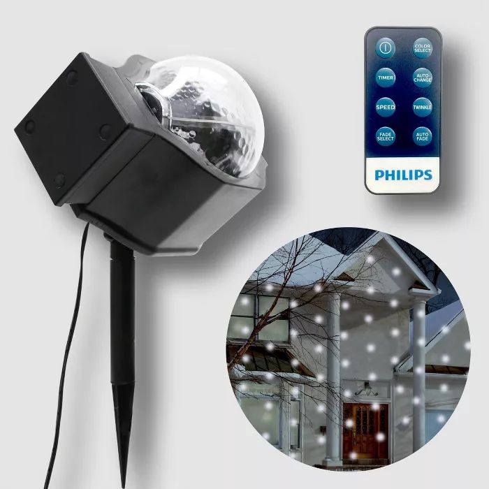 Philips Christmas LED Motion Projector Falling Snow Cool White & RGB Remote | Target