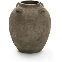 LuxenHome Rustic Ceramic Flower Vase,15 Inch Tall Brown Terracotta Cauldron Vase for Living Room ... | Amazon (US)