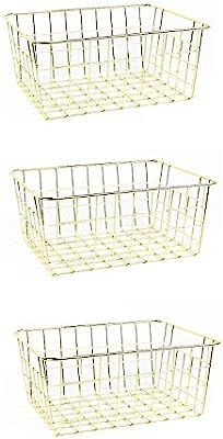 SINARDO Wire Storage Basket Organizer Bin Baskets for Kithen Cabinets Freezer Bedroom Bathroom (3... | Amazon (US)