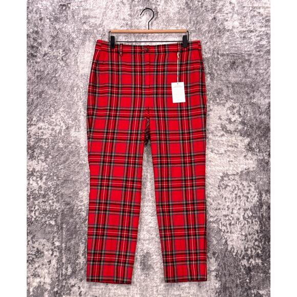 New J Crew Pants 12 Womens High Rise Cameron Red Stewart Tartan Wool Plaid | Poshmark