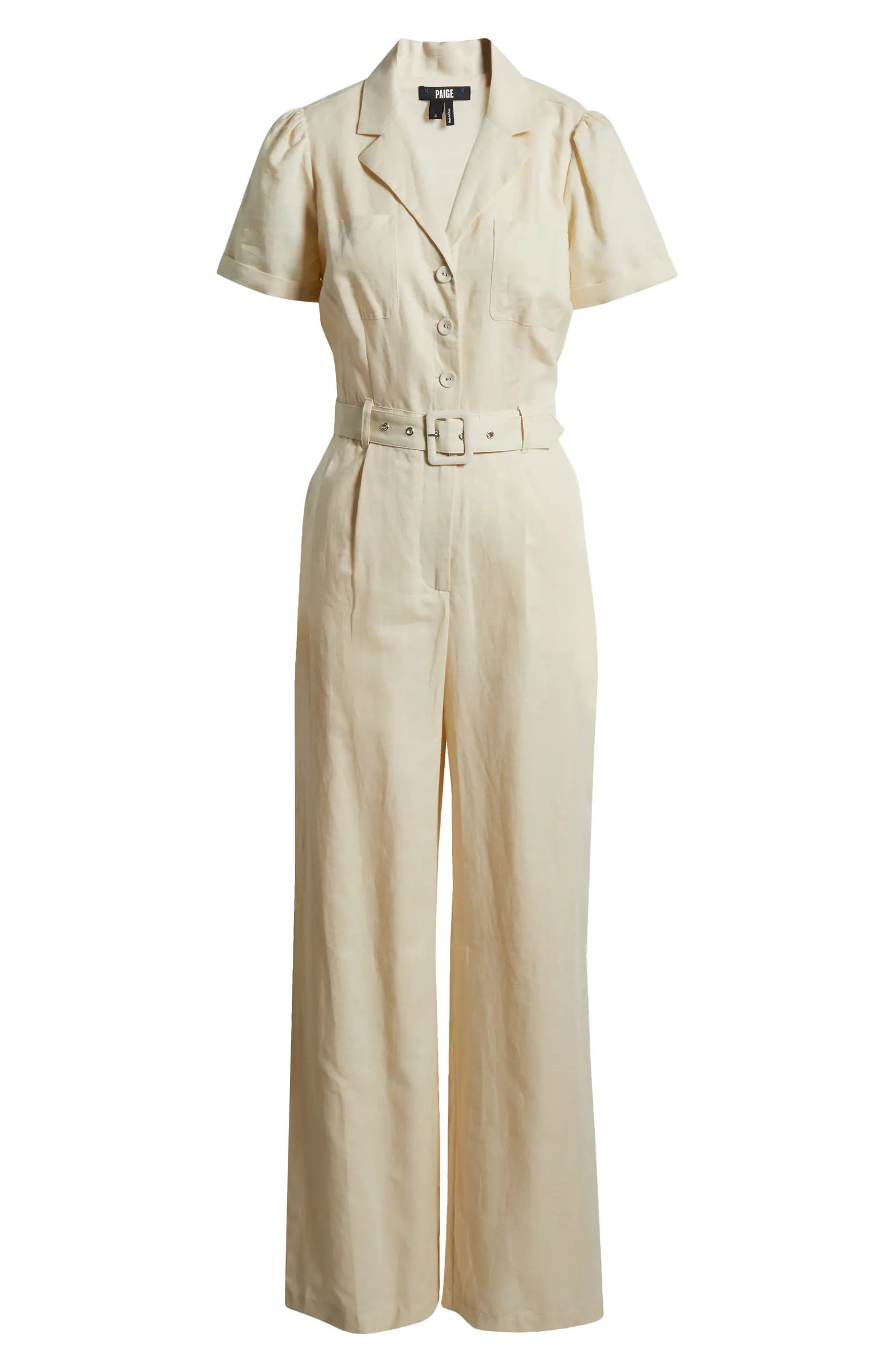 Aislee Belted Linen Blend Jumpsuit | Nordstrom