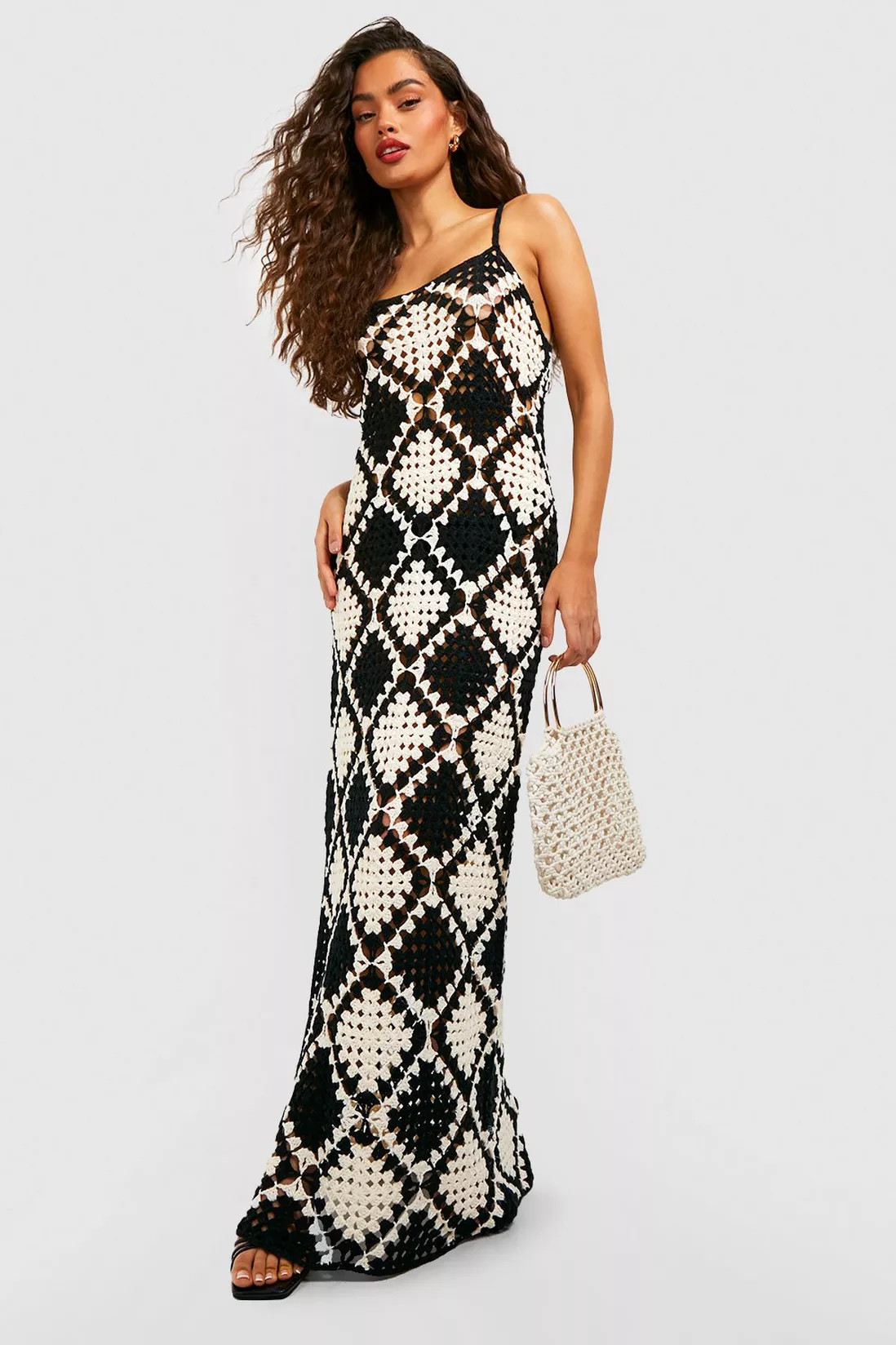 Premium Mono Patchwork Crochet Maxi Dress | Debenhams UK